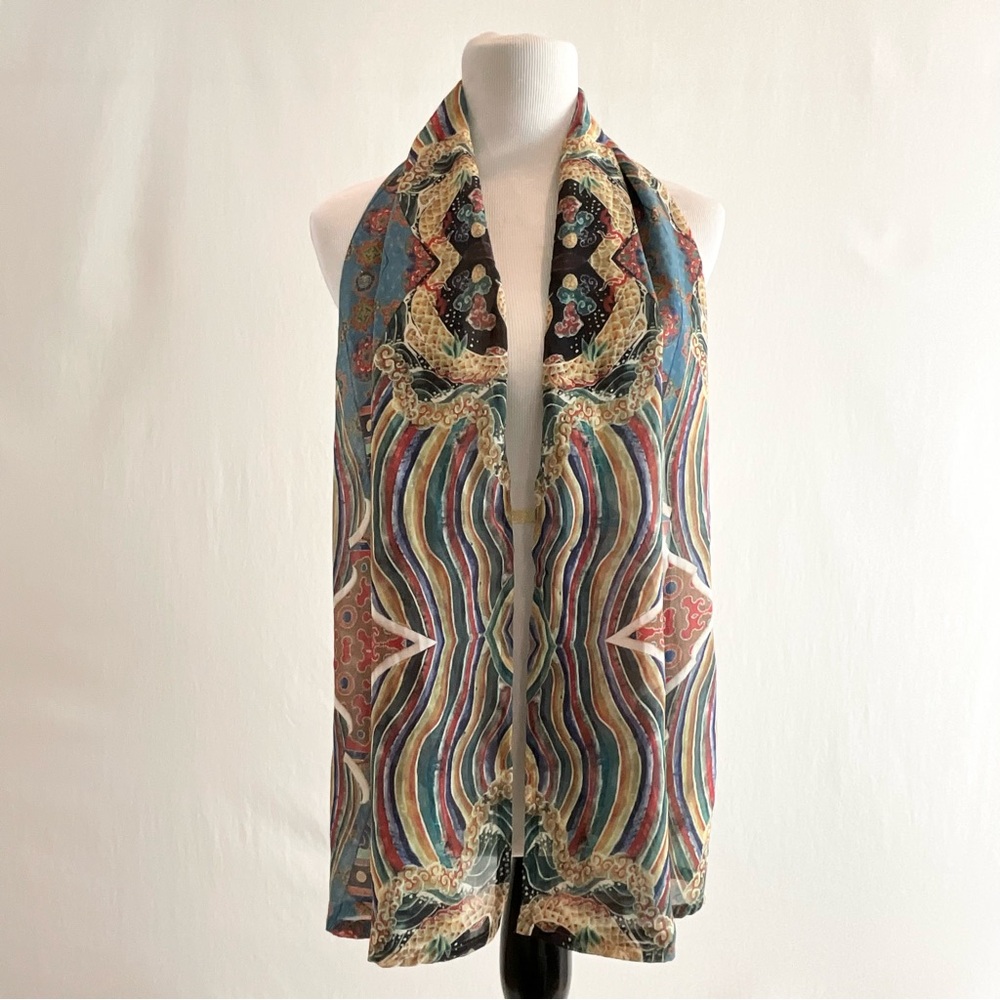 Multicolor Boho Paisley Scarf Lightweight Shawl Wrap